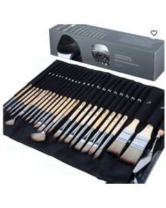 Paul Cezanne Factory Price 25pcs Artist Paint Brush Set With Black Case Quality Watercolor Oil Painting Artist Brush Set